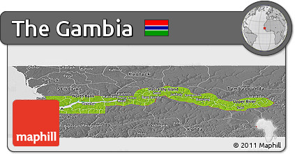 Physical Panoramic Map of the Gambia, desaturated