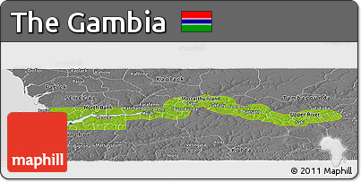 Physical Panoramic Map of the Gambia, desaturated