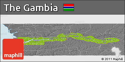 Physical Panoramic Map of the Gambia, desaturated, land only