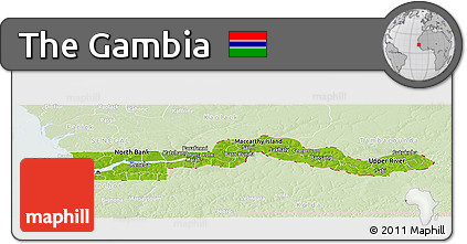 Physical Panoramic Map of the Gambia, lighten