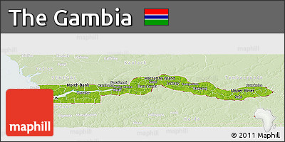 Physical Panoramic Map of the Gambia, lighten