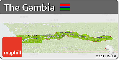 Physical Panoramic Map of the Gambia, lighten