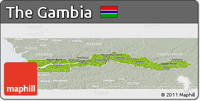 Physical Panoramic Map of the Gambia, lighten, semi-desaturated