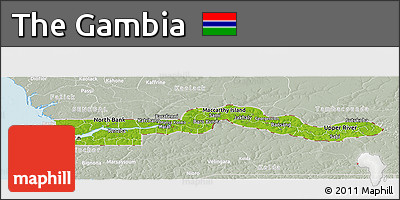 Physical Panoramic Map of the Gambia, lighten, semi-desaturated, land only
