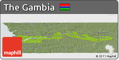 Physical Panoramic Map of the Gambia, semi-desaturated