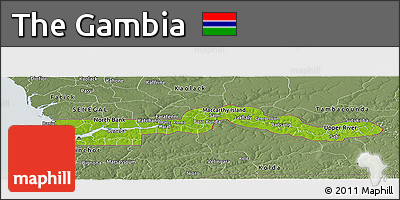 Physical Panoramic Map of the Gambia, semi-desaturated