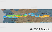 Political Panoramic Map of The Gambia, darken, semi-desaturated