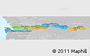 Political Panoramic Map of The Gambia, lighten, desaturated, land only