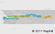 Political Panoramic Map of The Gambia, lighten, desaturated