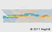 Political Panoramic Map of The Gambia, lighten, semi-desaturated
