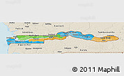 Political Panoramic Map of The Gambia, shaded relief outside