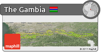 Satellite Panoramic Map of the Gambia, semi-desaturated