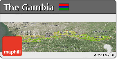 Satellite Panoramic Map of the Gambia, semi-desaturated