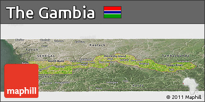 Satellite Panoramic Map of the Gambia, semi-desaturated