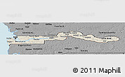 Shaded Relief Panoramic Map of The Gambia, darken, desaturated, land only