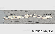 Shaded Relief Panoramic Map of The Gambia, darken, semi-desaturated