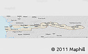 Shaded Relief Panoramic Map of The Gambia, desaturated, land only
