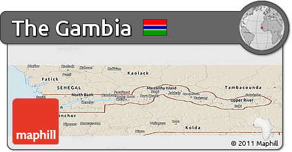 Shaded Relief Panoramic Map of the Gambia