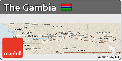 Shaded Relief Panoramic Map of the Gambia