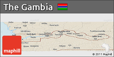 Shaded Relief Panoramic Map of the Gambia