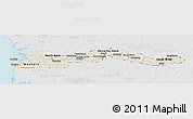 Shaded Relief Panoramic Map of The Gambia, lighten, desaturated, land only
