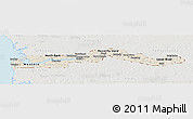 Shaded Relief Panoramic Map of The Gambia, lighten, semi-desaturated, land only