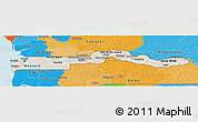 Shaded Relief Panoramic Map of The Gambia, political outside