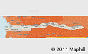 Shaded Relief Panoramic Map of The Gambia, political shades outside, shaded relief sea