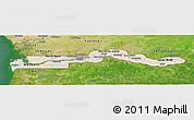 Shaded Relief Panoramic Map of The Gambia, satellite outside