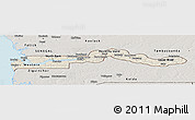 Shaded Relief Panoramic Map of The Gambia, semi-desaturated, land only