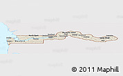 Shaded Relief Panoramic Map of The Gambia, single color outside, bathymetry sea