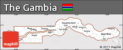 Classic Style Simple Map of the Gambia, cropped outside
