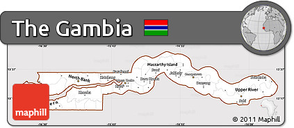 Classic Style Simple Map of the Gambia, cropped outside