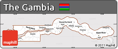 Classic Style Simple Map of the Gambia, cropped outside