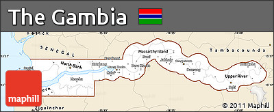 Classic Style Simple Map of the Gambia