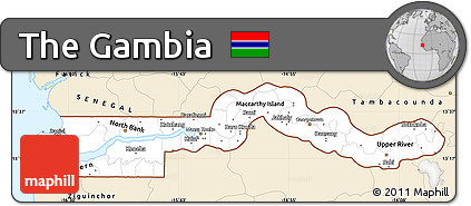 Classic Style Simple Map of the Gambia
