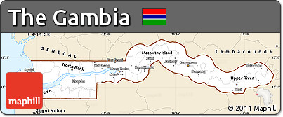 Classic Style Simple Map of the Gambia