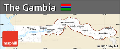Classic Style Simple Map of the Gambia, single color outside