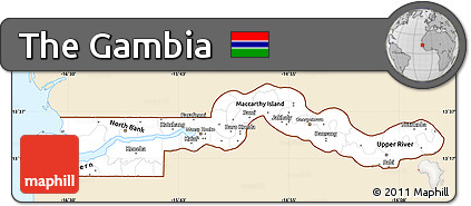 Classic Style Simple Map of the Gambia, single color outside