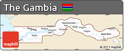 Classic Style Simple Map of the Gambia, single color outside