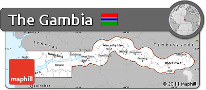 Gray Simple Map of the Gambia