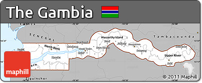 Gray Simple Map of the Gambia