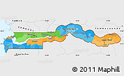 Political Simple Map of The Gambia, single color outside, borders and labels