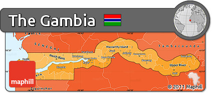 Political Shades Simple Map of the Gambia
