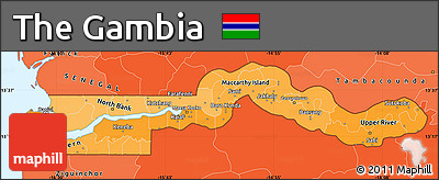 Political Shades Simple Map of the Gambia