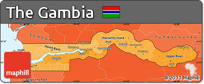 Political Shades Simple Map of the Gambia