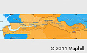 Political Shades Simple Map of The Gambia, political outside