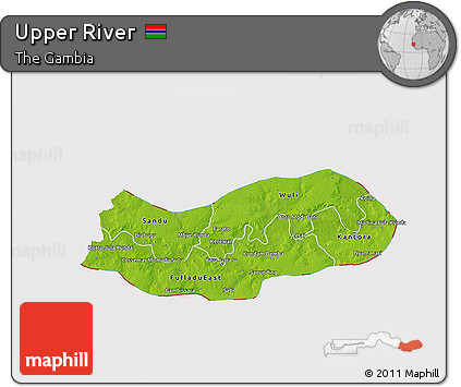 Physical 3D Map of Upper River, cropped outside