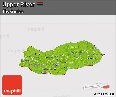 Physical 3D Map of Upper River, cropped outside