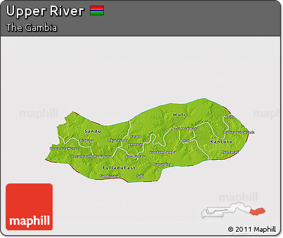 Physical 3D Map of Upper River, cropped outside